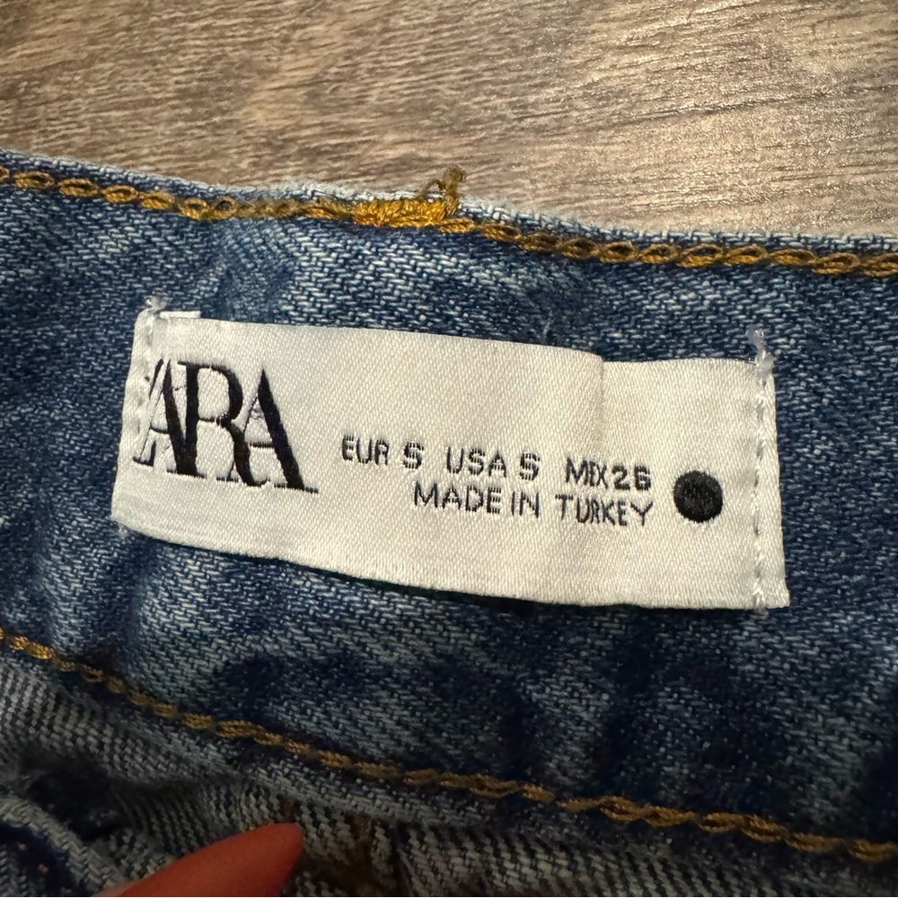 ZARA Blue Denim Cargo Wrap Maxi Skirt with Belt Waist - Picture 5 of 6